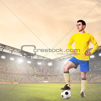 soccer or football player on stadium