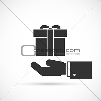 Gift box in hand icon
