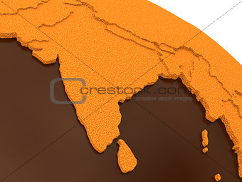 India on chocolate Earth