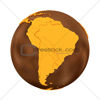 South America on chocolate Earth