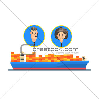 Cargo Ship And Logistic Managers Portraits