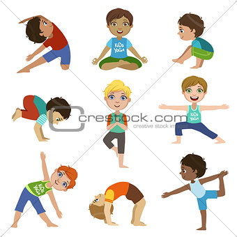 Little Boys Doing Yoga Set