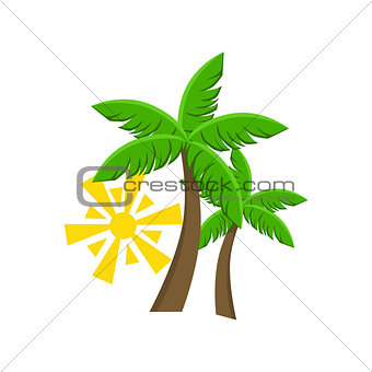 Two Palm Trees And Sun