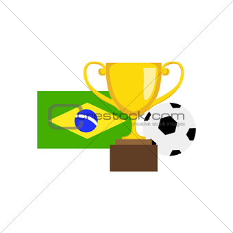 Ball, Championship Prize And Brazilian Flag
