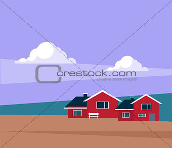 Classic Icelandic Landscape With Houses