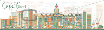 Abstract Cape Town skyline with color buildings. 