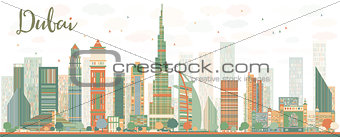 Abstract Dubai City skyline withcolor skyscrapers