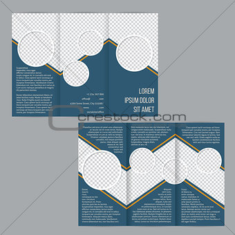 Blue tri-fold flyer brochure template