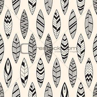 Vector Seamless Pattern with Feathers