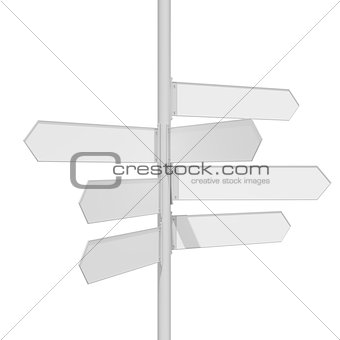 Blank white traffic road sign