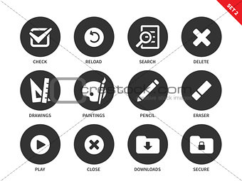 Application buttons icons on white background