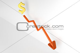 decreasing graph with dollar symbol