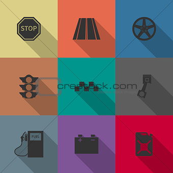 Auto icons, vector illustration.