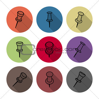 Set of icons pushpins, vector illustration.