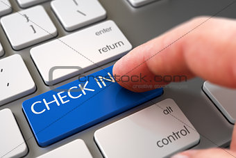 Hand Touching Check In Button.