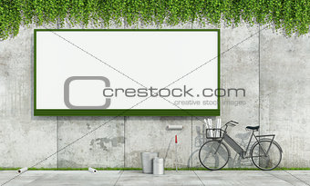 Blank street billboard on grunge wall