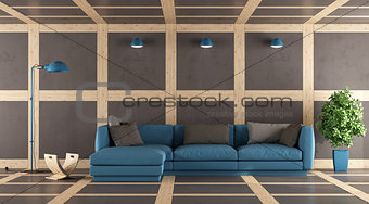 Brown and blue modern lounge