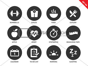 Fitness icons on white background