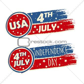 USA Independence Day and 4th of July with stars in drawing banne