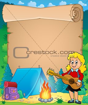 Parchment with girl guitarist in camp 1