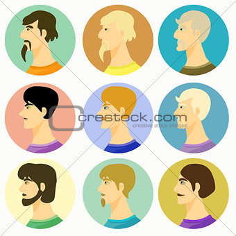 male avatar guys on a colored. vector illustration