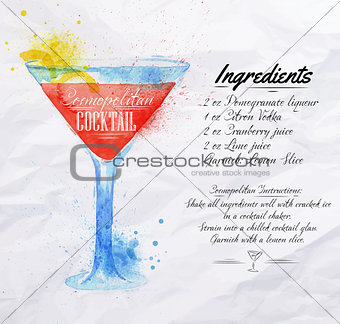 Cosmopolitan cocktails watercolor