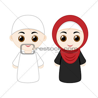 Cartoon muslim couple