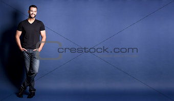 casual man on blue
