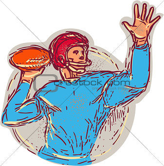 American Football Quarterback Throwing Ball Drawing