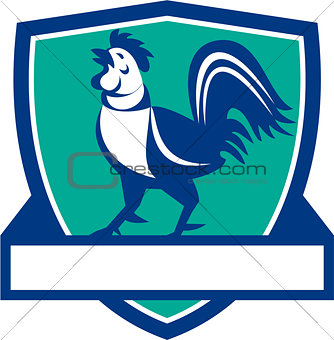 Chicken Rooster Crowing Shield Retro