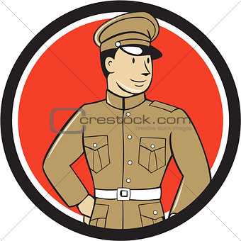 World War One British Officer Standing Circle Cartoon 