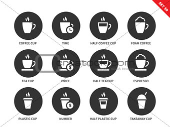 Coffee cup icons on white background