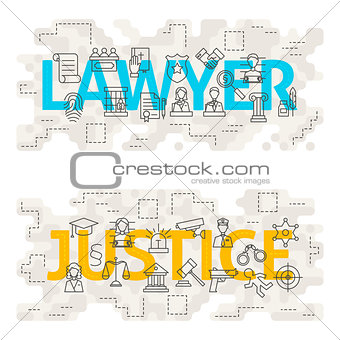 Lawyer Justice Line Art Concept