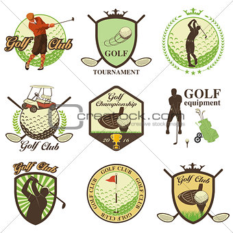 golf labels, badges and emblems
