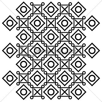 Abstract vector pattern of cross, squares and circles