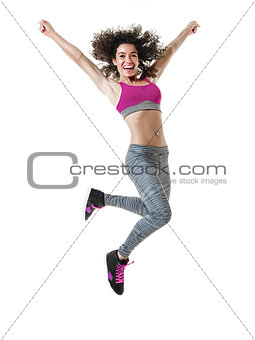 woman dancer fitness exercises isolated