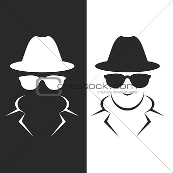 Undercover agent or spy - private detective icon