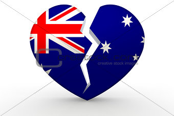 Broken white heart shape with Australia flag