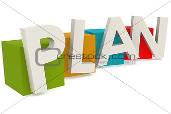 Colorful cube with plan word
