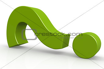 Green question mark on isolate white background