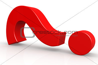 Red question mark on isolate white background