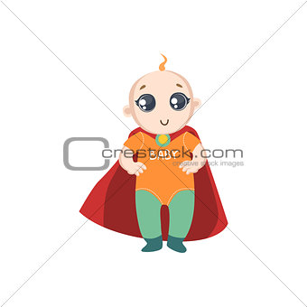 Baby Dressed As Superhero With Red Cape