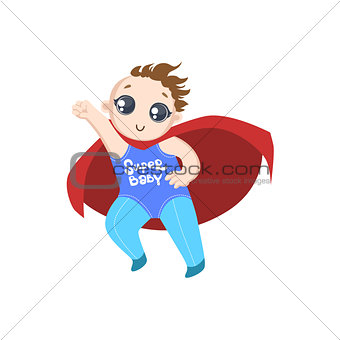 Toddler Dressed As Superhero With Red Cape