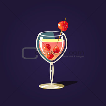 Strawberry  Cocktail Illustration
