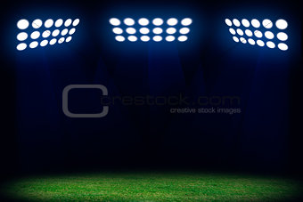 Three spotlights on soccer field