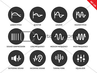 Sound waves icons on white background.