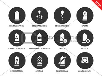 Condoms icons on white background