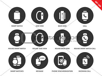 Smartwatch icons on white background