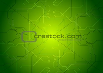 Bright green tech circuit board background