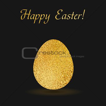 Gold easter egg sparkles on black background